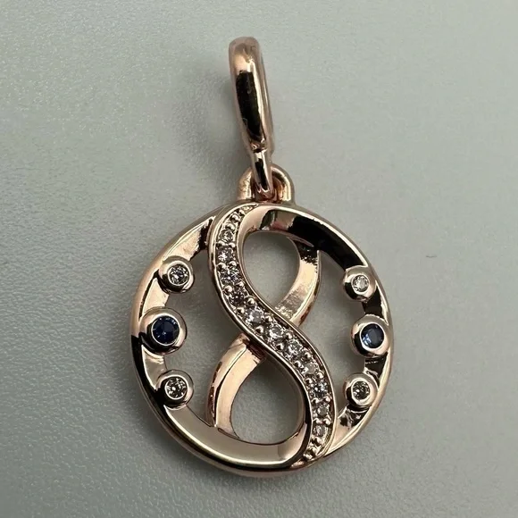 Pandora ME Infinity Charm Rose Gold-Plated CZ Blue & Clear NWT - Picture 5 of 6